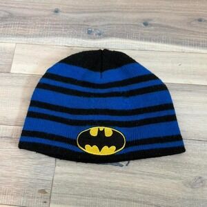 Vtg Batman blue and black striped beanie